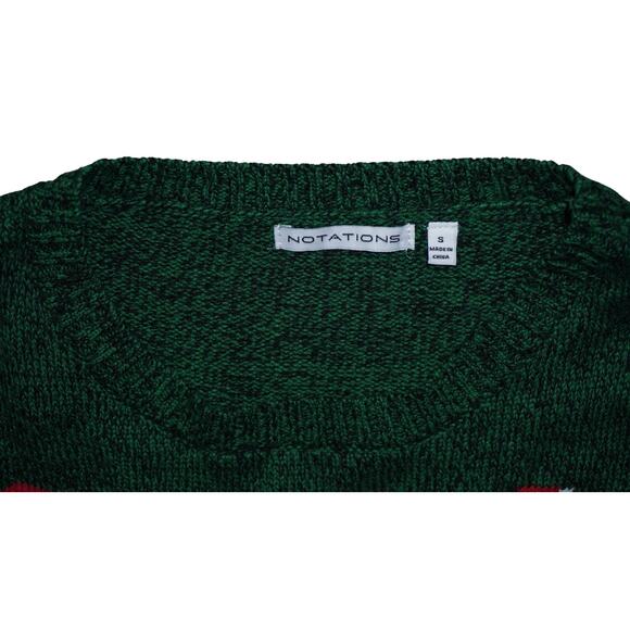 Notations Gingerbread Men Christmas Sweater Green Holiday Ugly Xmas Knit Small - Picture 3 of 4